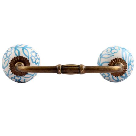 Turquoise Leaf Floral Ceramic Bridge Handle